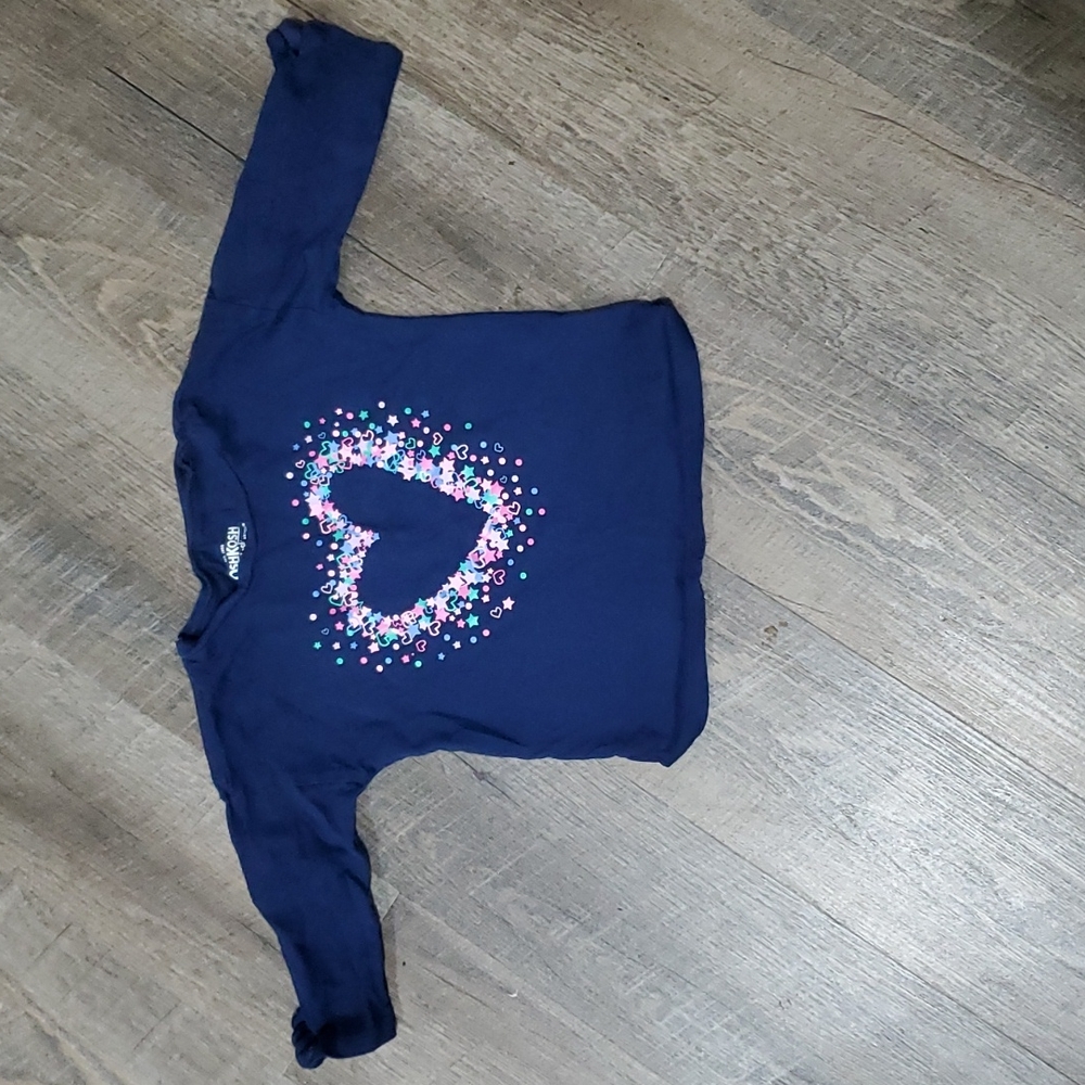 Navy 3/4 sleeve Shirt with Hear 3T
